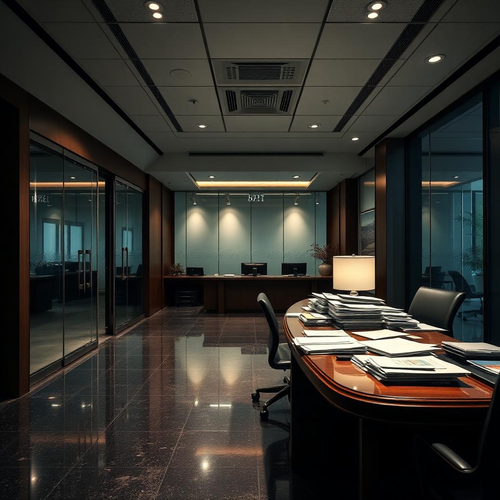 Corporate office reception before professional cleaning